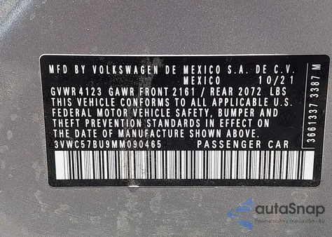 2021 Volkswagen Jetta 1.4T R-Line/1.4T S/1.4T Se из США, поврежденный, VIN 3VWC57BU9MM090465